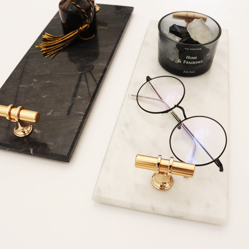 Nordic ins estilo simple luz de lujo bandeja de mármol natural cosméticos bandeja de almacenamiento rectangular decoración suave