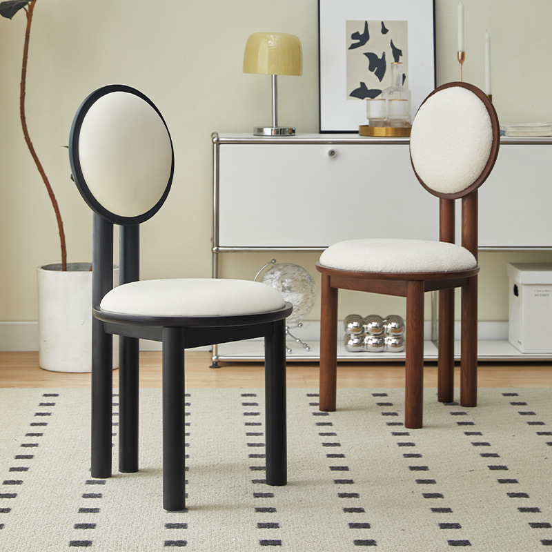 French-style ancient dining chair, Nordic home high-end sense solid wood makeup chair, retro simple designer leisure back chair