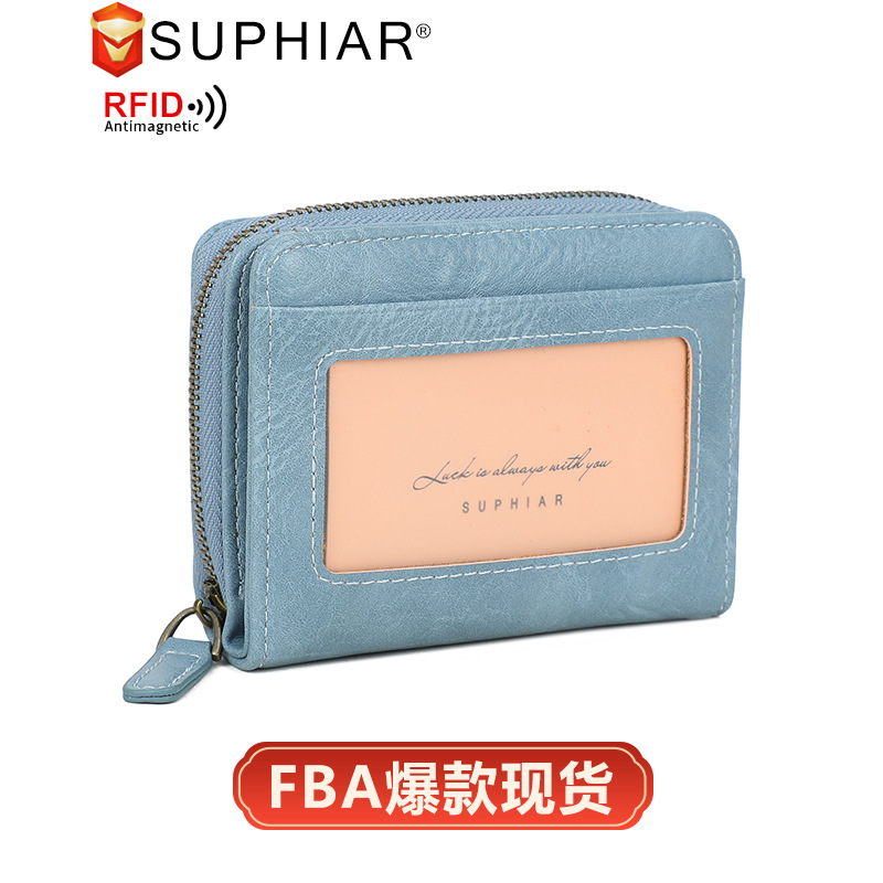 Transfronterizo PU piel antirrobo bolsa de tarjeta de órgano cubierta multifuncional gran capacidad simple bolsa de cambio bolsa de tarjetas billetera RFID