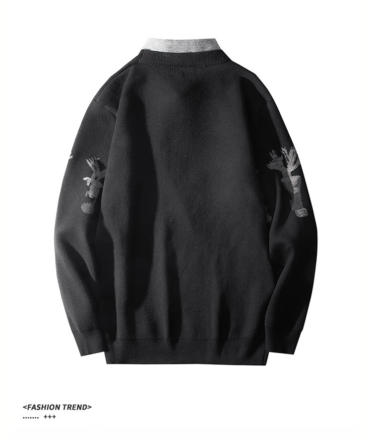 Men's Animal Print Jacquard Sweater For Men Winter Pullover_voghion.com