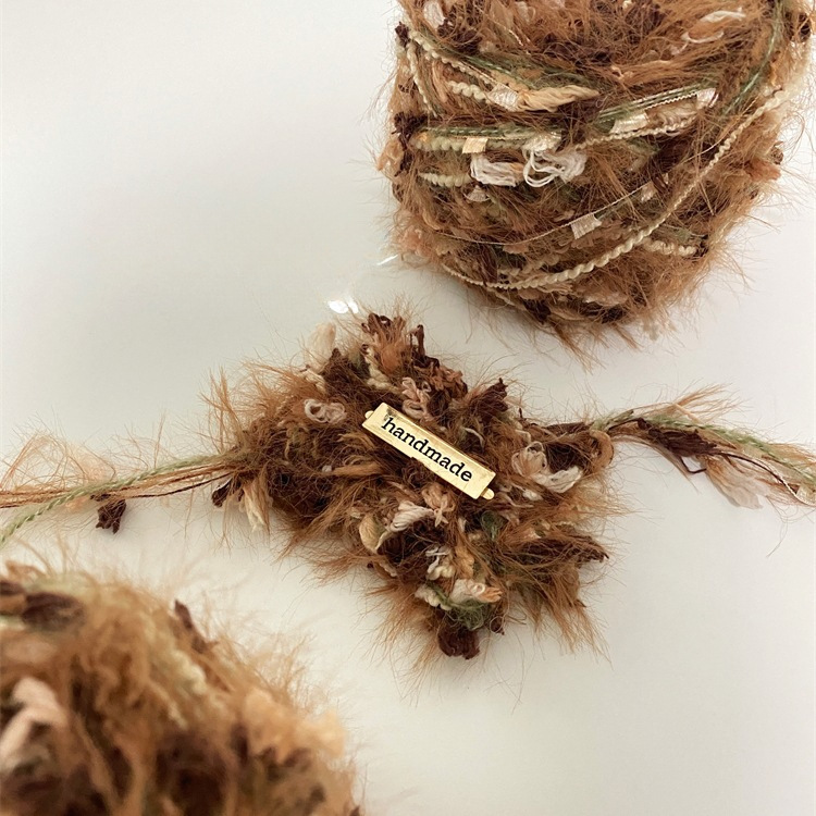 手工玫瑰布朗尼｜diy特色手混毛线团 钩针编织包包卡套辅料