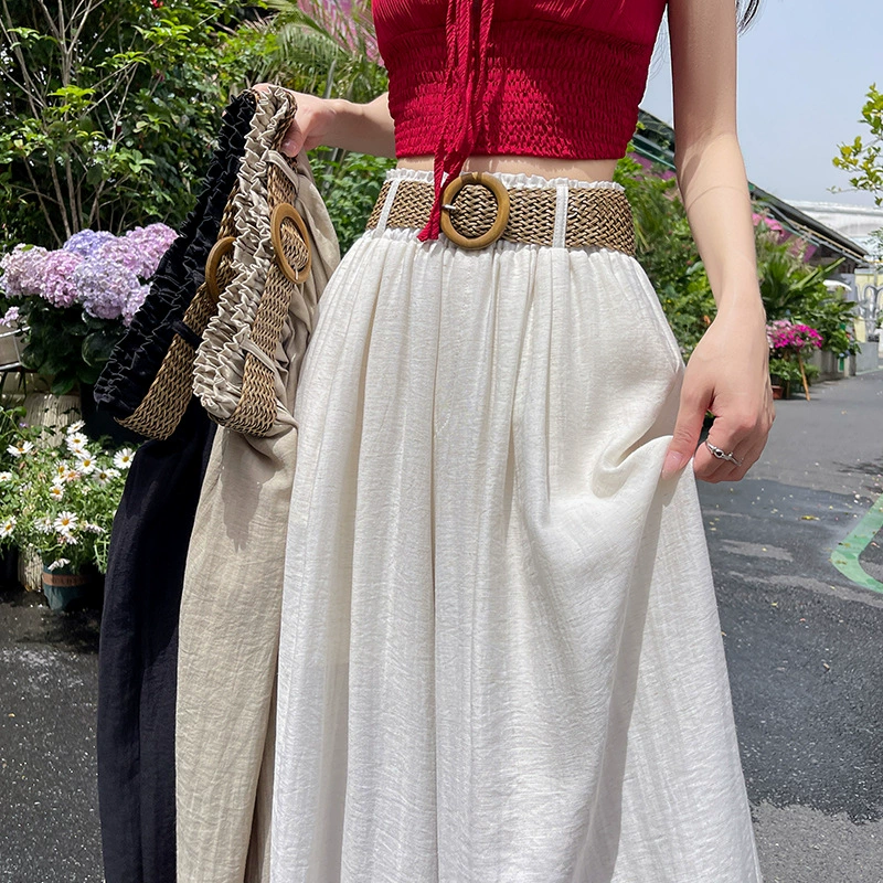 Тянси льняные широкие брюки 2025 летний новый хлопок с высокой талией