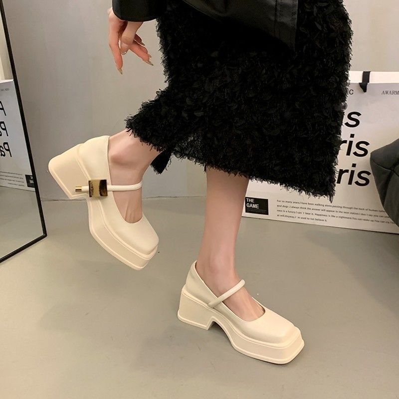 小皮鞋女2025新款配裙子法式玛丽珍高跟鞋子春秋晚晚风温柔鞋单鞋|undefined