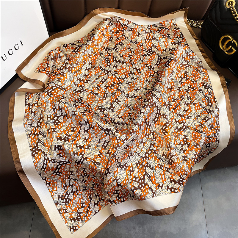 70cm pequeña toalla cuadrada primavera y otoño universal sensación de alto nivel de seda simulación bufandas de seda para mujeres con camisa de decoración profesional bufandas de cuello