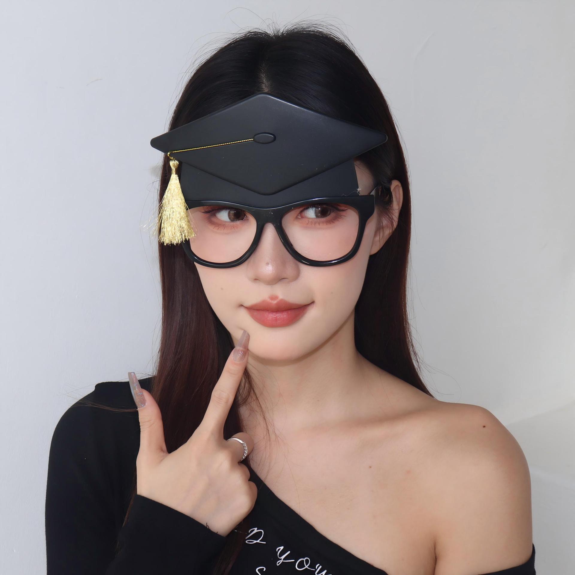Gafas de Graduación con Gorro de Licenciado de Plástico ABS para Fiestas y Fotos