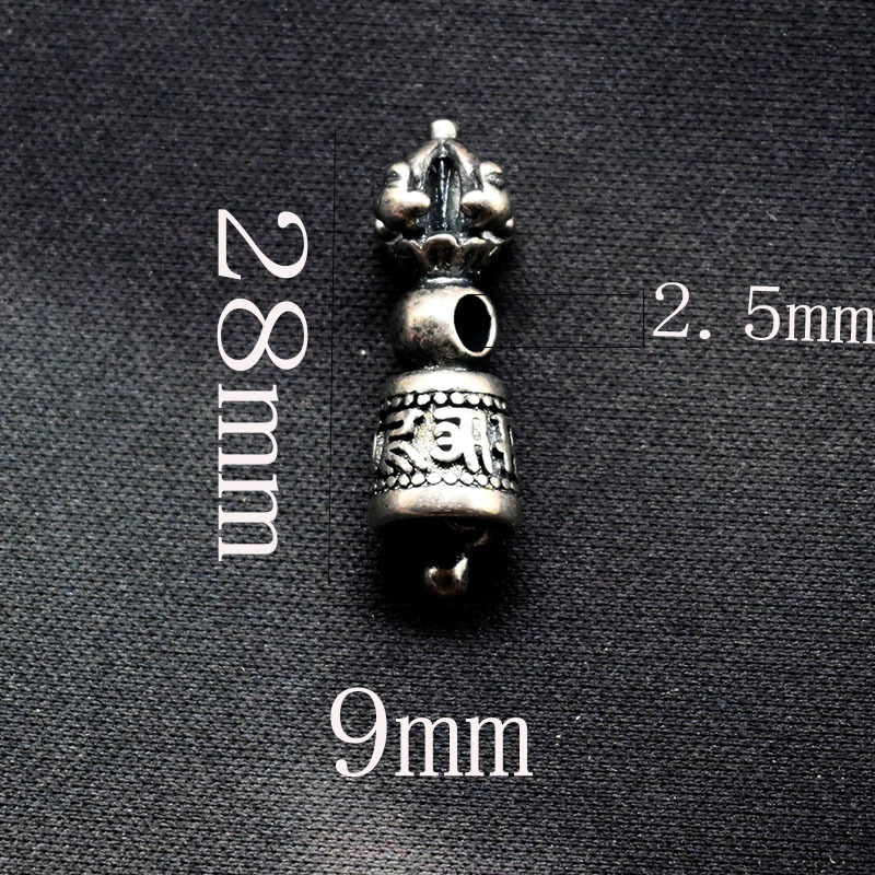 三七银三通佛头佛塔藏式金刚杵金刚铃法器手串配件降魔杵