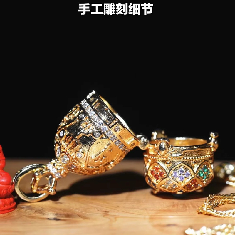 东魅朱砂观音嘎乌项链千手观音嘎乌盒神佛像复古新中式项链礼盒|undefined