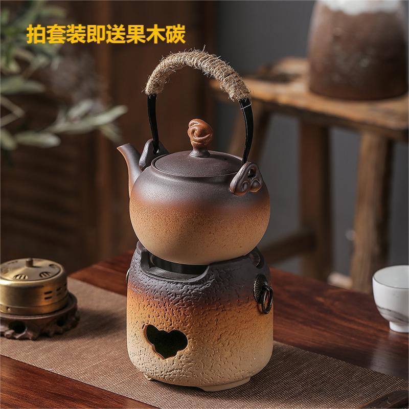 Encircling Stove Tea Boiling Household Outdoor Travel Tea Set Crude Pottery Alcohol Stove Carbon Stove Tea Boiler Kettle Hoist Pot Set