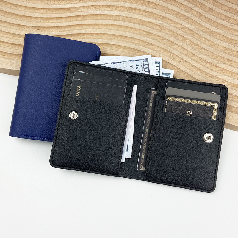 Tarjeta de monedero con cepillo antirrobo de cuero de pu, tarjeta pequeña, ultrafino, compacto y de gran capacidad, tarjeta antimagnética de cuero, múltiples posiciones