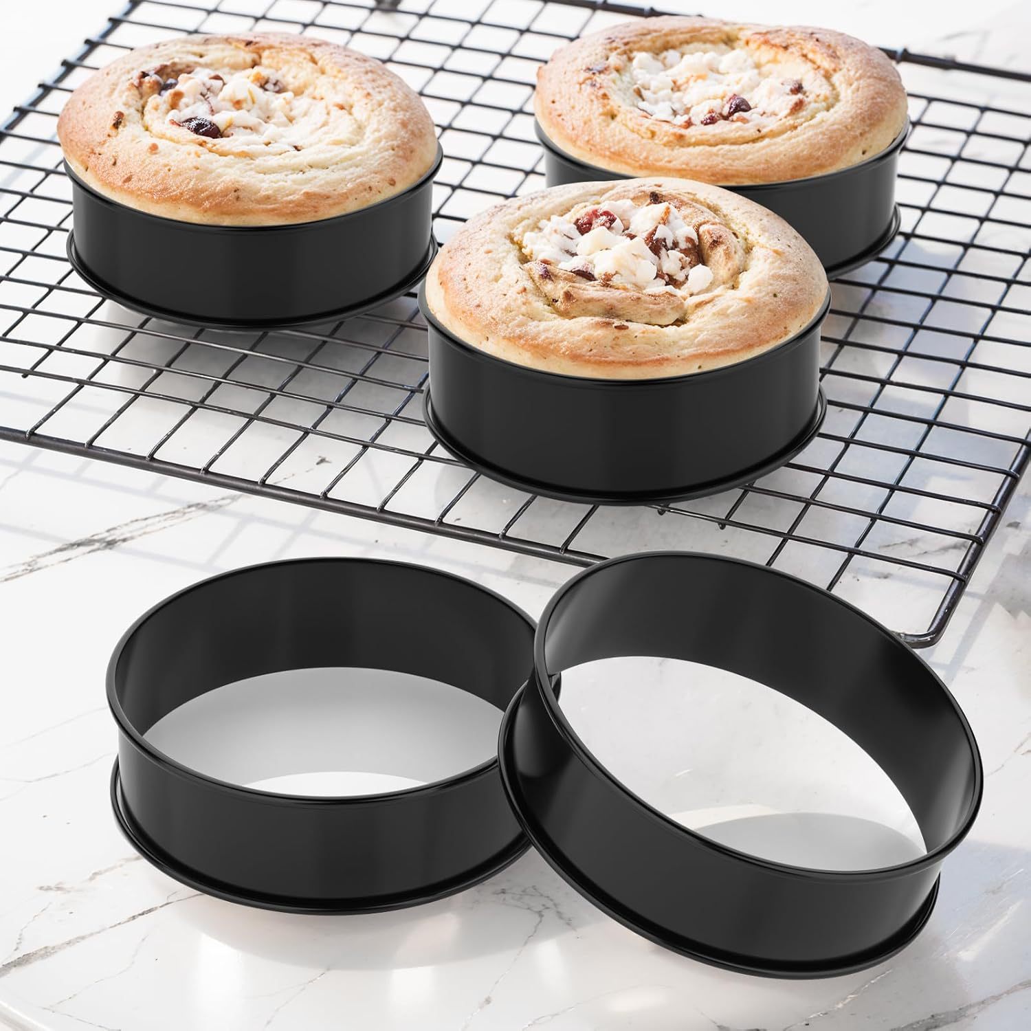 in stock round cake mould double curling round cookie mould tower ring stainless steel egg tart ring mousse ring baking tool