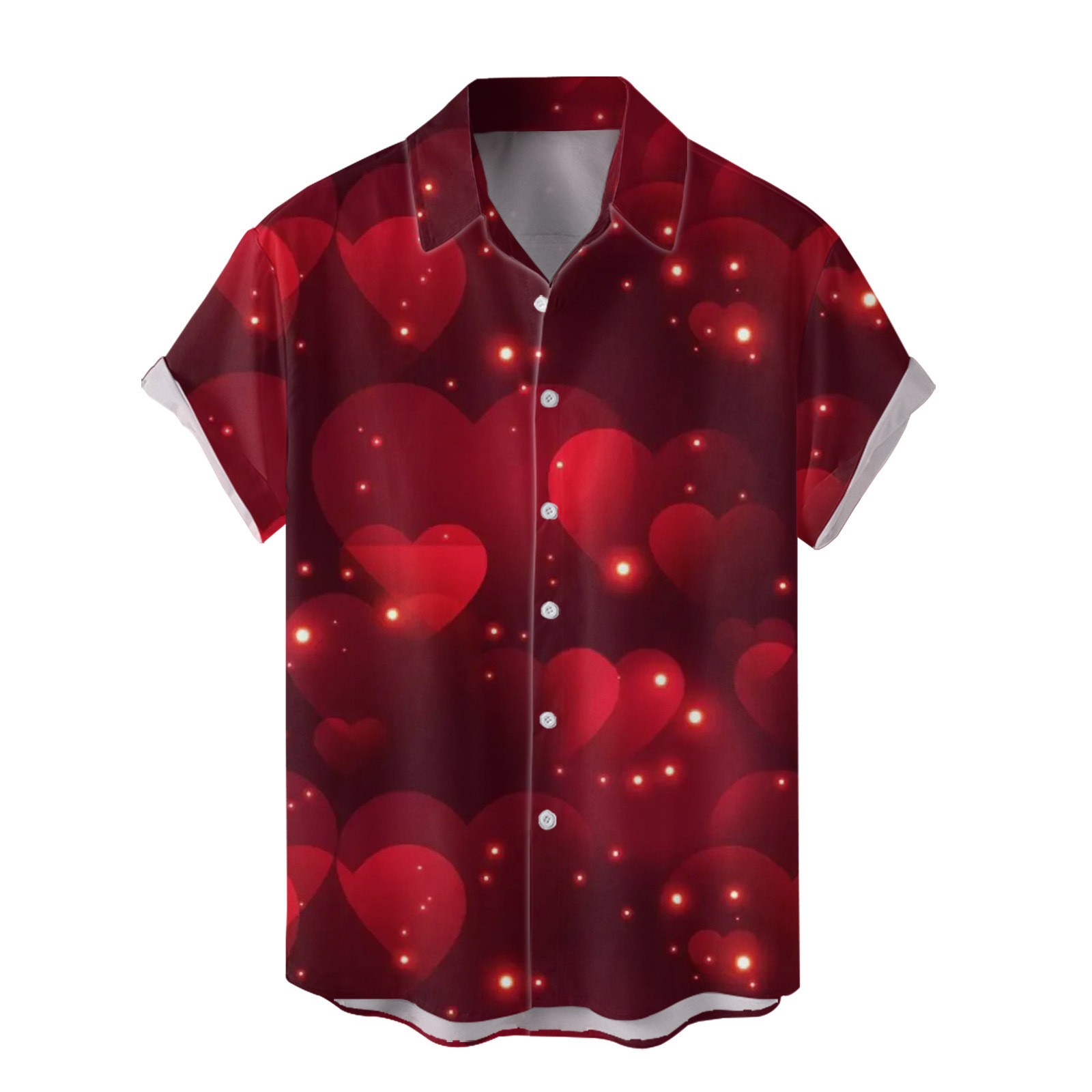 Camisas nuevas para hombres de comercio exterior europeo y americano transfronterizo Serie del día de San Valentín Camisa casual de manga corta con estampado digital 3D