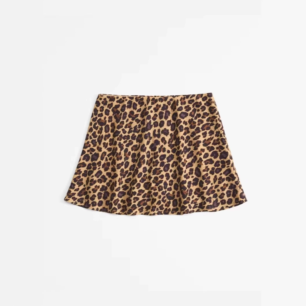 Трансграничные ins женский темперамент, бедра, короткая юбка сексуальный леопардовый с высокой талией, молния с высокой талией