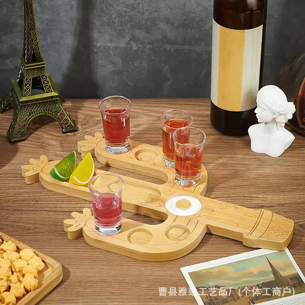 Трансграничная бамбуковая и деревянная форма кактуса приправленная тарелка виски