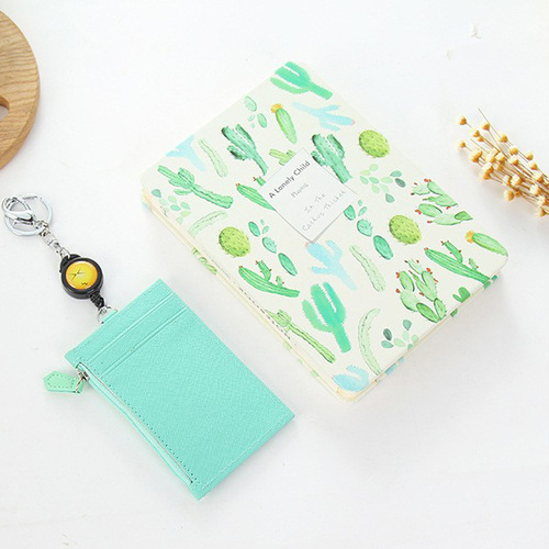 Creative leather card holder with large capacity card holder, bus card retractable card holder with zipper coin purse and keychain