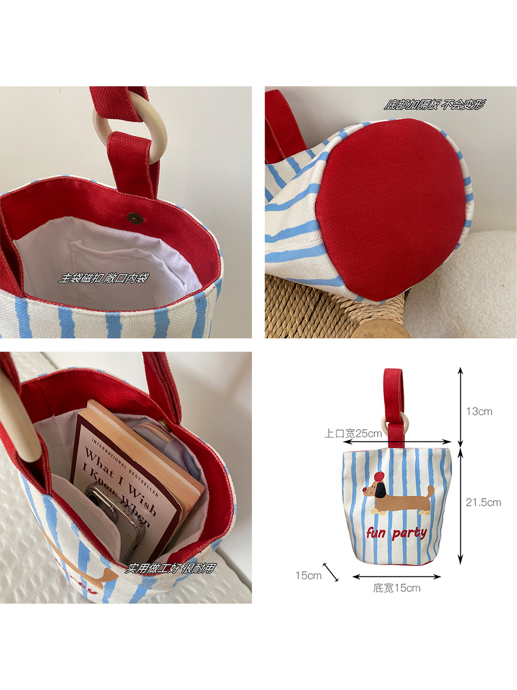 Cartoon cute cubo bolso de color contraste bolso de mano bolso de almuerzo de trabajo bolso portátil de mamá bolso de mano bolso de lona mujer