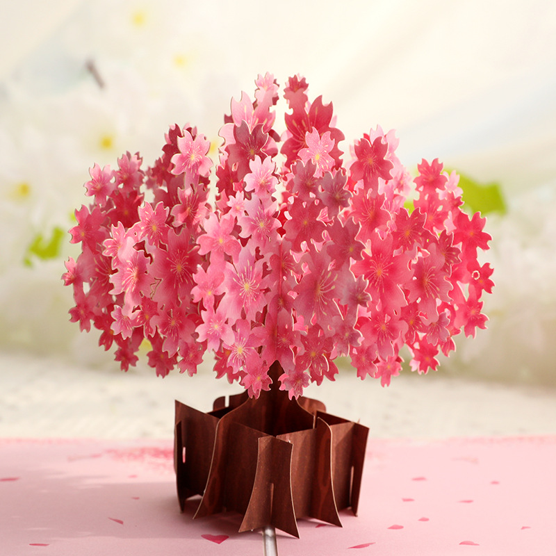 Mother's Day Dream Cherry Blossom 3D Stereo Exquisite Paper Sculpture Creative Romantic Couple Gift Card Wholesale