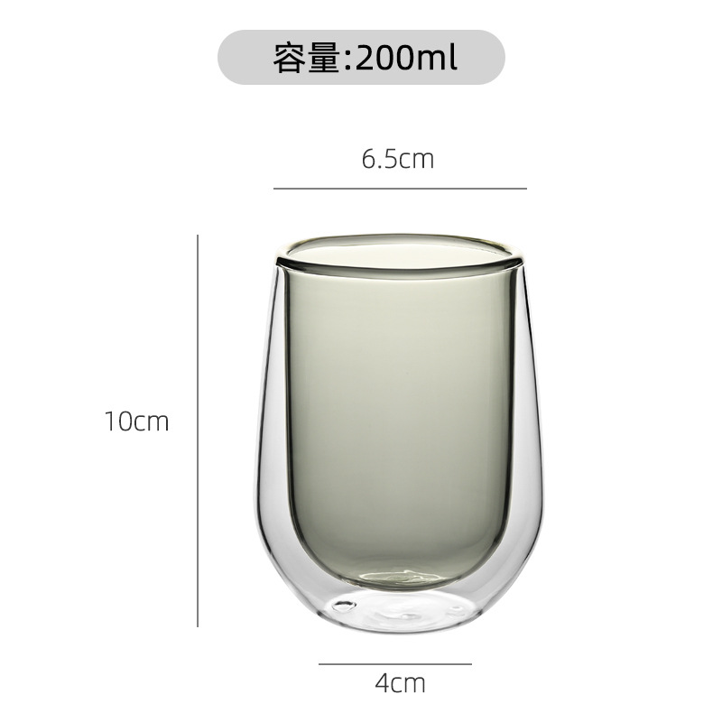 Vaso de vidrio con alto contenido de borosilicato al por mayor, taza de doble capa, taza de agua de vidrio transparente con aislamiento térmico, taza de leche para el hogar, taza de café de vidrio