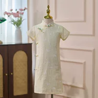 Модное летнее тонкое детское платье Cheongsam для девочек в стиле ретро, улучшенное платье Cheongsam, детская юбка Hanfu в китайском стиле