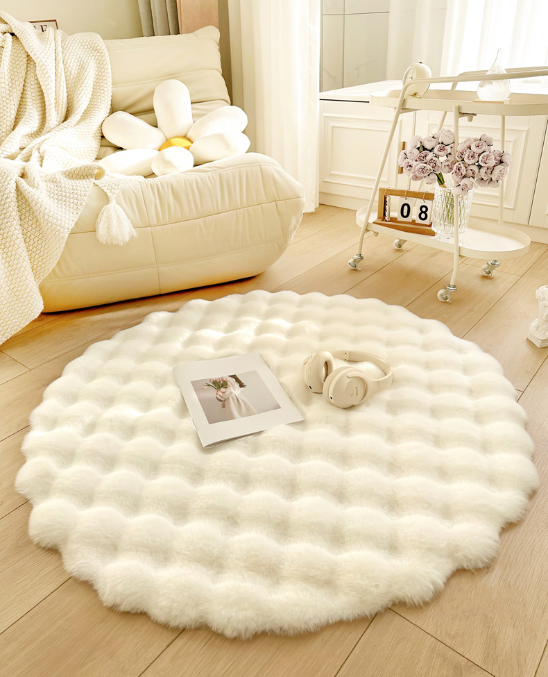Carpet Door Mat Can Be Cut, Wabi-Sabi Style Carpet, Light Luxury Floor Mat, Silent Tatami Bay Window, Double-Sided Gray-White Carpet