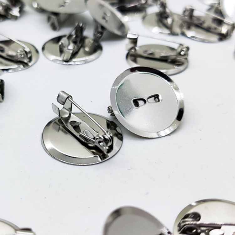 凯莉辅料现货供应 2cm五金银白圆盘扣针 别针饰品DIY加工配件辅料