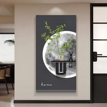 新款水培绿植入户玄关装饰画月球高级壁画感走廊过道尽头挂画