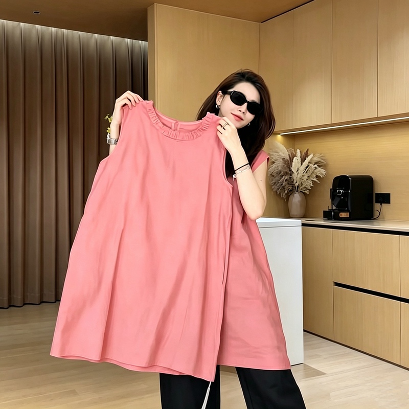 【Yueyue Doesn'T Eat Fish】Sleeveless Linen Lace Summer Dress with a Light Luxury and High-End Feel -60651