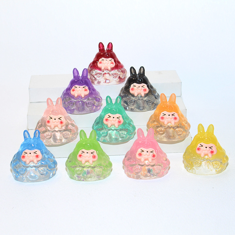 Transparent Gradient Kiki Tower Luminous Ornament Cute Blind Bag Resin DIY Jewelry Keychain Douyin Live Broadcast Batch