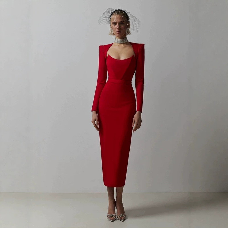 Aliexpress Simple and Stylish Square-Neck Low-Cut Padded Shoulder Waist-Cinching Bodycon Bandage Dress Red Carpet Banquet Evening Gown for Women Aliexpress Simple and Stylish Square-Neck Low-Cut Padded Shoulder Waist-Cinching Bodycon Bandage Dress Red Carpet Banquet Evening Gown for Women