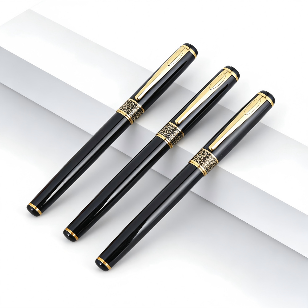 High-end business metal ballpoint pen with cap pull-off design, corporate event gift, logo signature gel pen wholesale