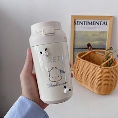 Simple ins style high-looking thermos cup for girls, portable coffee cup, student-style double drinking straw cup