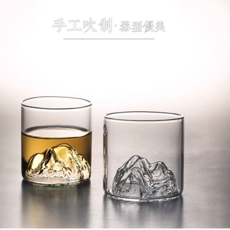 Transparent Glass Wine Cup Qianli Jiangshan Cup Heat-resistant Glass Water Cup Iceberg Whisky Green View Mountain Tea Cup