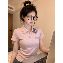 短袖恤女装夏新款韩系设计感卡通刺绣娃娃领上衣上衣设计感小众