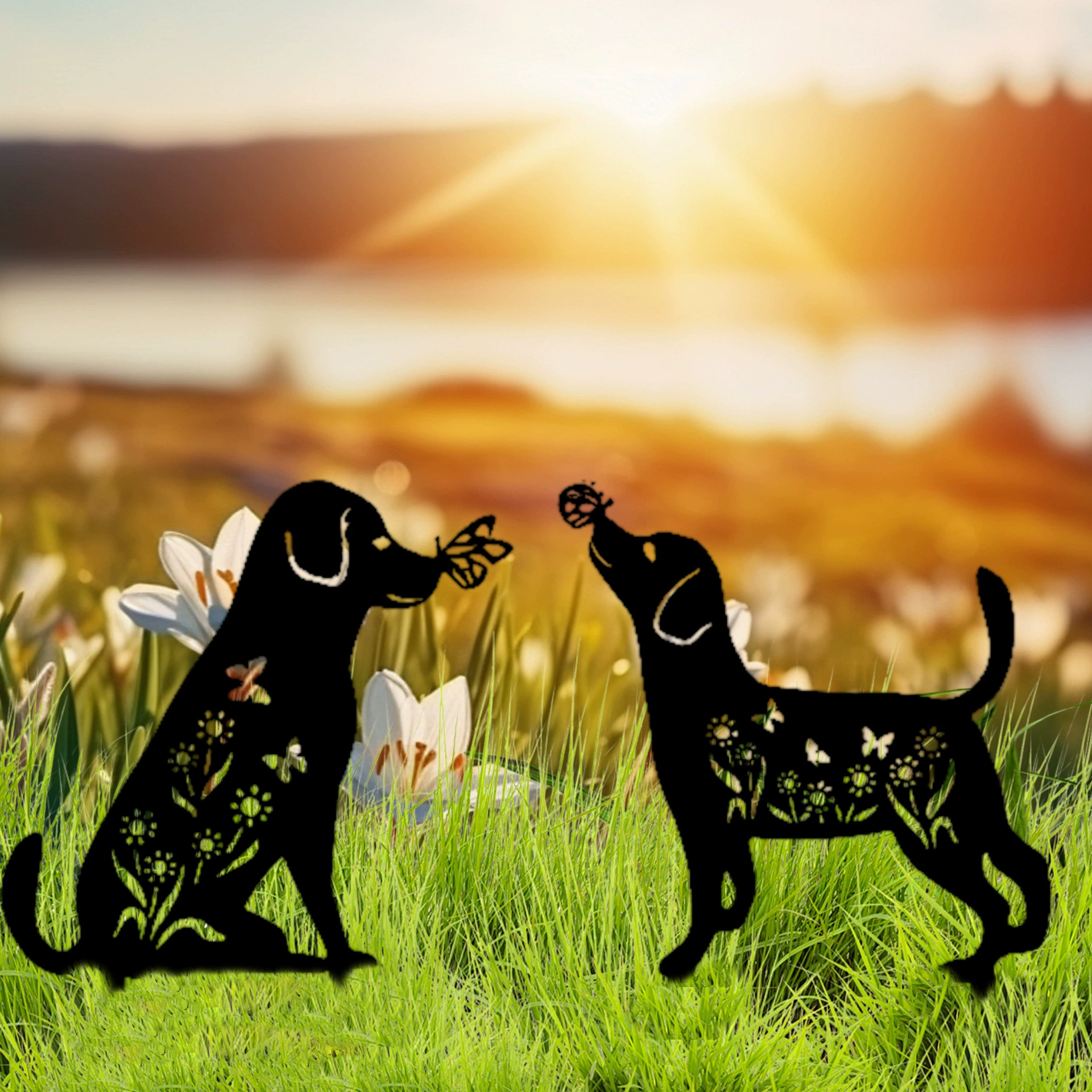 Пятно секунды трансграничные новые большие размеры кованого сада украшения щенок вставка газон вставка дворик искусства