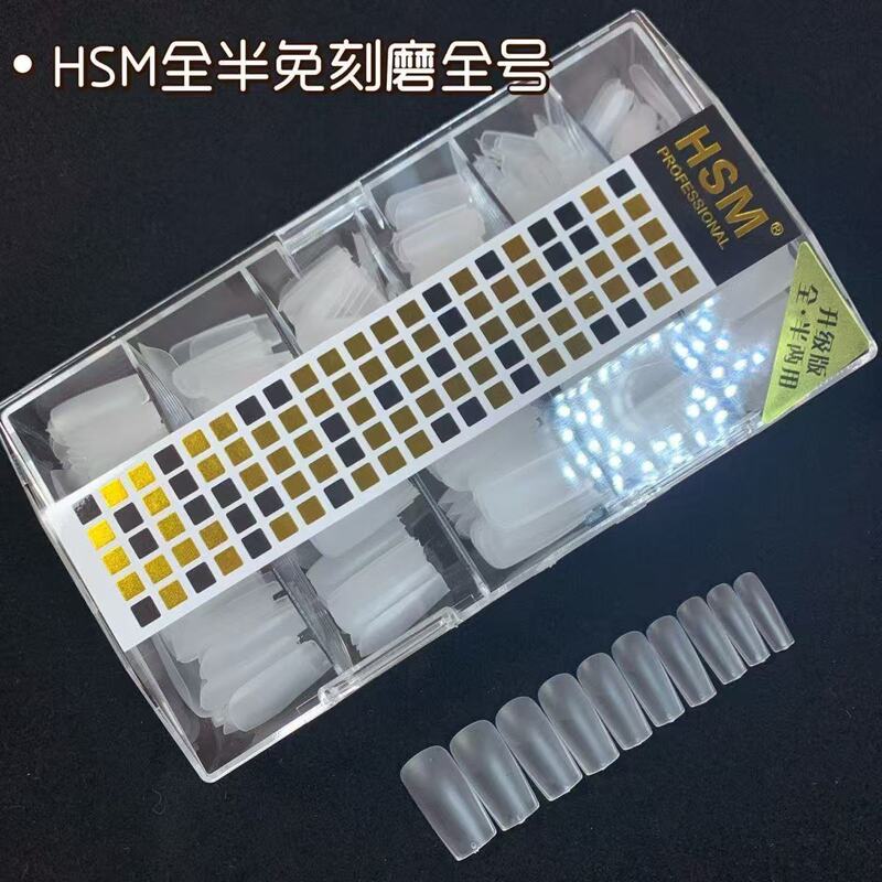 Nail art stickers from Huashengmei nail salon, frosted wearable nails, long water drop shape, half or full coverage, ultra-thin, transparent extensions Nail art stickers from Huashengmei nail salon, frosted wearable nails, long water drop shape, half or full coverage, ultra-thin, transparent extensions