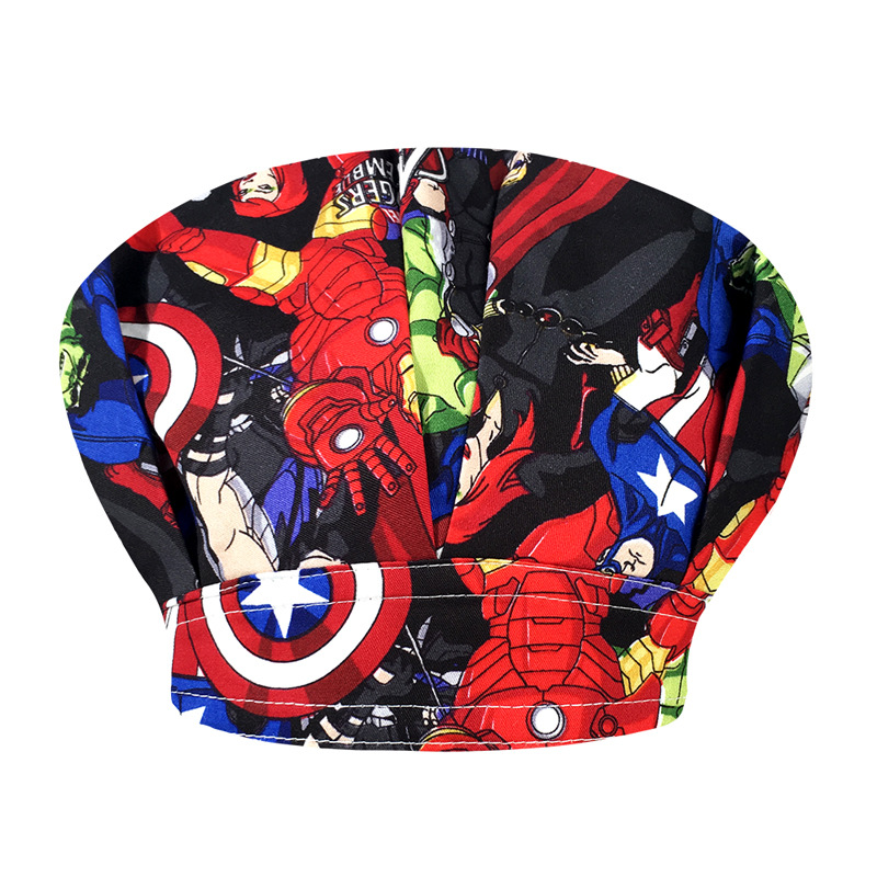 Sombrero de enfermera mujer chef cocinando cocina a prueba de aceite a prueba de humo pérdida de cabello sombrero esponjoso sombrero impreso puntera sombrero de trabajo ajuste elástico