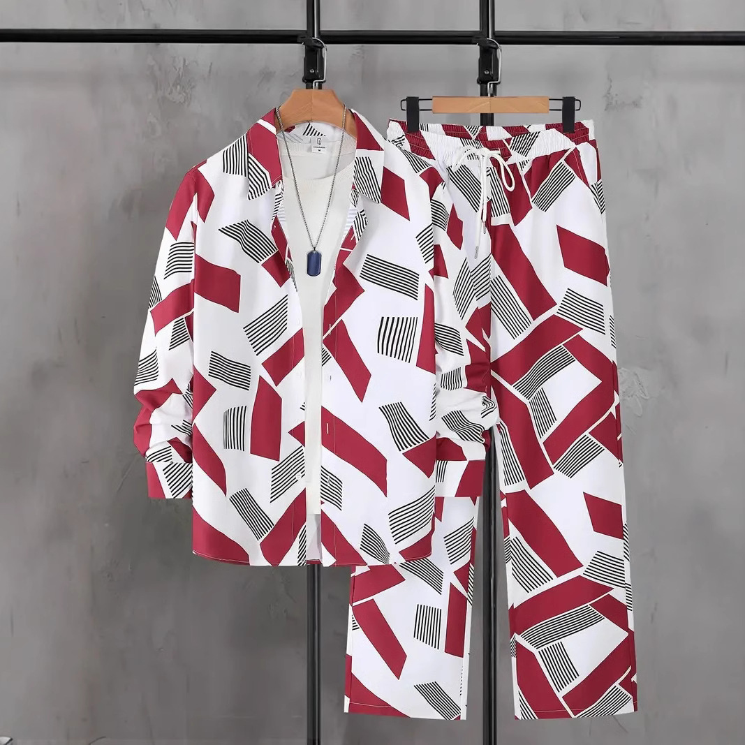 American Cross-border 2024 nueva línea de tendencia de moda casual camisa de manga larga pantalones traje MB12 ML4