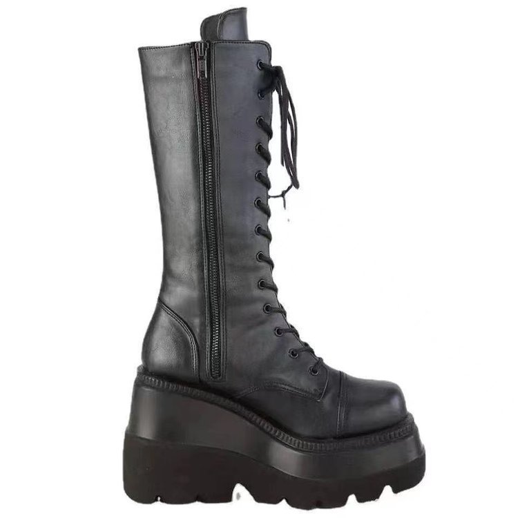 ShoeVault Herbst/Winter 2020 Neue europäische und amerikanische Modelle in Übergrößen: Plateauschuhe mit dicker Sohle, farbenfrohen Absätzen und Schnallen für Damen_voghion.com