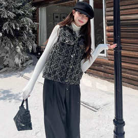 深圳南油高端原单CD家百搭经典戴妃藤格纹短款羽绒马甲外套秋冬女