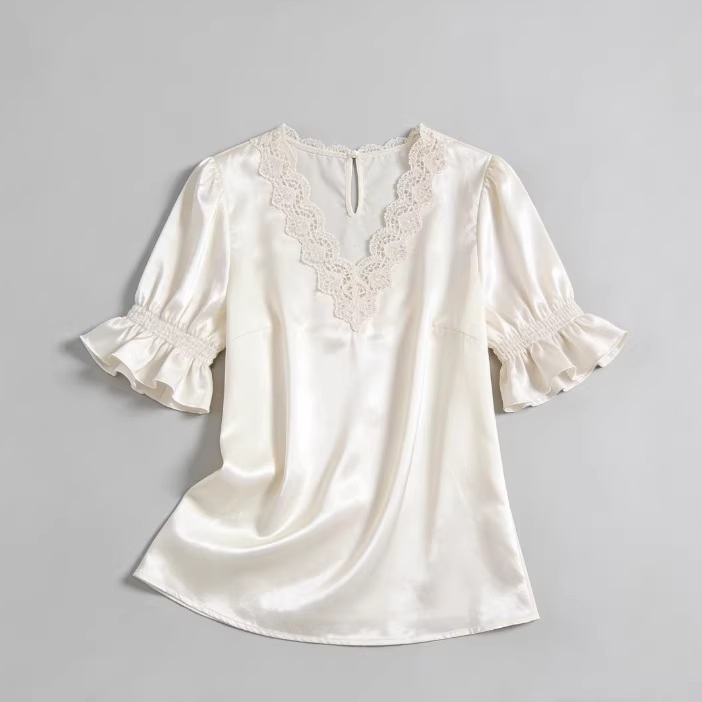 Cross-Border 2026 Amazon Aliexpress New Style Ruffled Women's Short-Sleeved Tops and Shirts