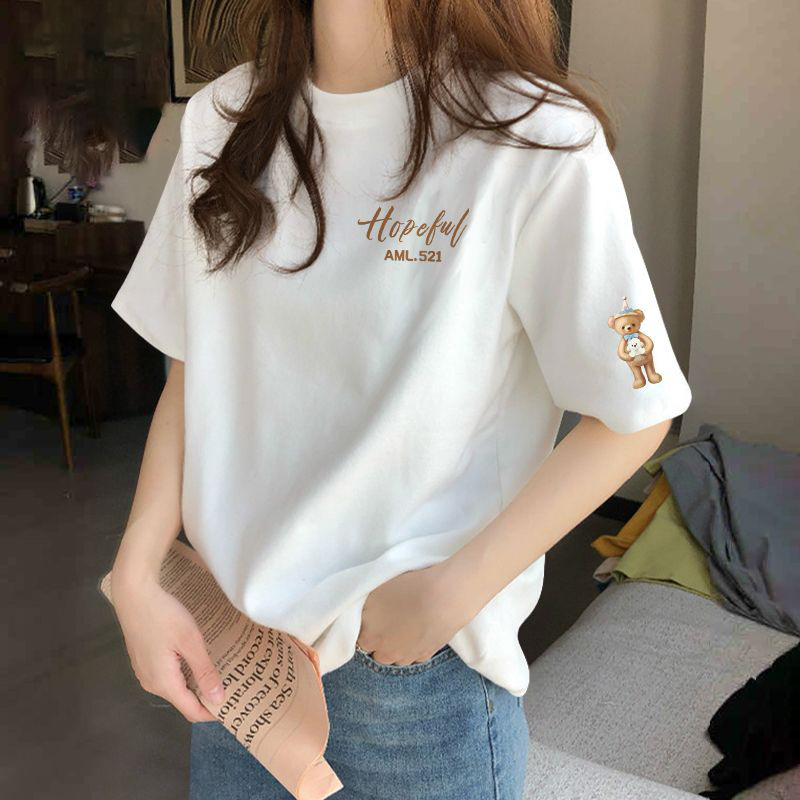 Apricot Pure Cotton Short-Sleeved T-Shirt for Women Summer 2025 New Design Fashionable Western Style Shirt Top 4