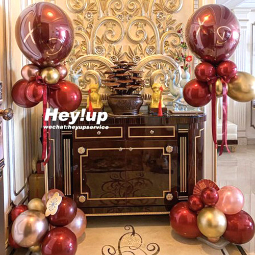 Wedding balloon wedding decoration complete set of wedding supplies wedding room layout set living room balloon column road guide welcome guests