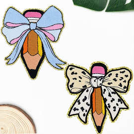 卡通铅笔刺绣布贴可爱包包装饰衣服毛巾绣补丁贴跨境服装辅料批发