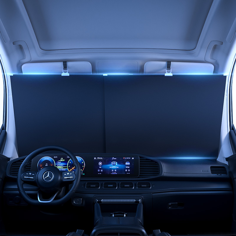 (2개) 자동차 선 바이저 프론트 쉴드 태양 보호 자동차 앞 유리 태양 커튼 자동차 태양 그늘 천 여름 단열 창 이탈리아 대회