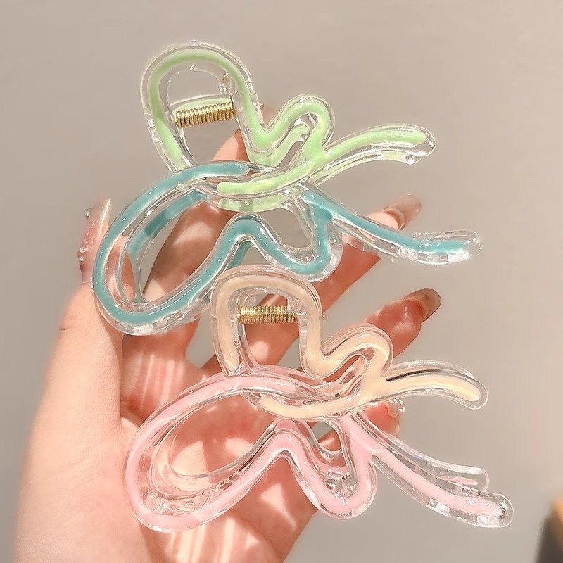 Nuevo gradiente de aceite que gotea, clip de tiburón mariposa fresco, clip de agarre en la parte posterior de la cabeza, accesorio para el cabello del corazón de la niña, clip de agarre para el tocado, primavera y verano