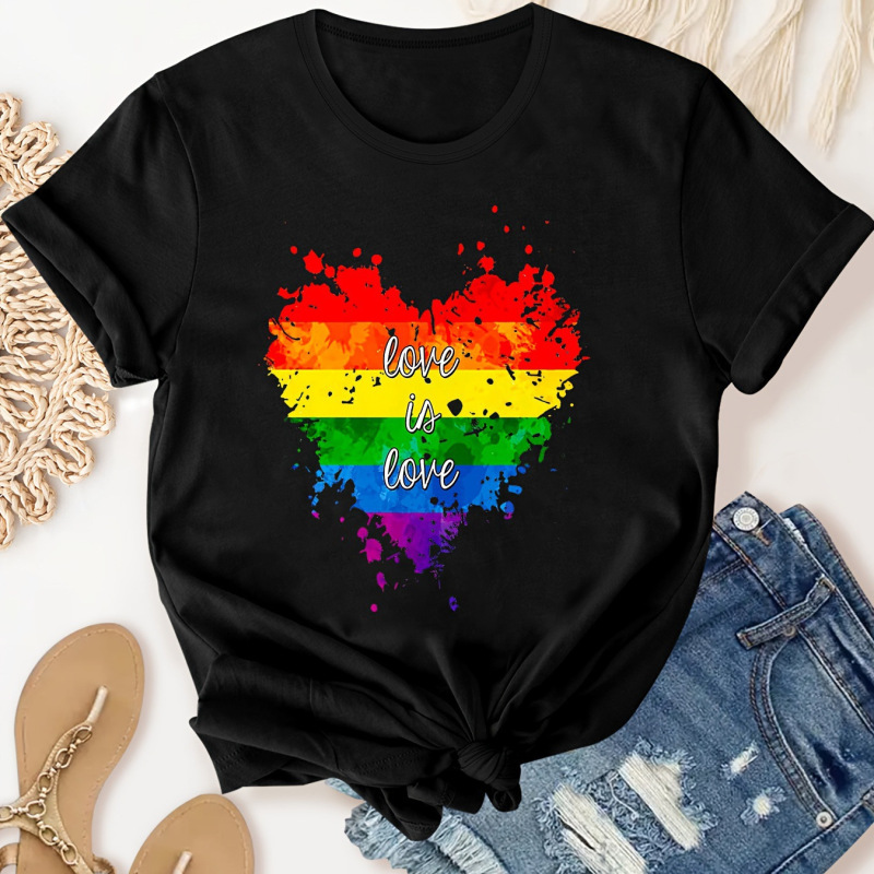 Love Is Love Rainbow HearT Graphic SporTs T-shirt ShorT Sleeve Casual Top T-shirt Love Is Love Rainbow HearT Graphic SporTs T-shirt ShorT Sleeve Casual Top T-shirt