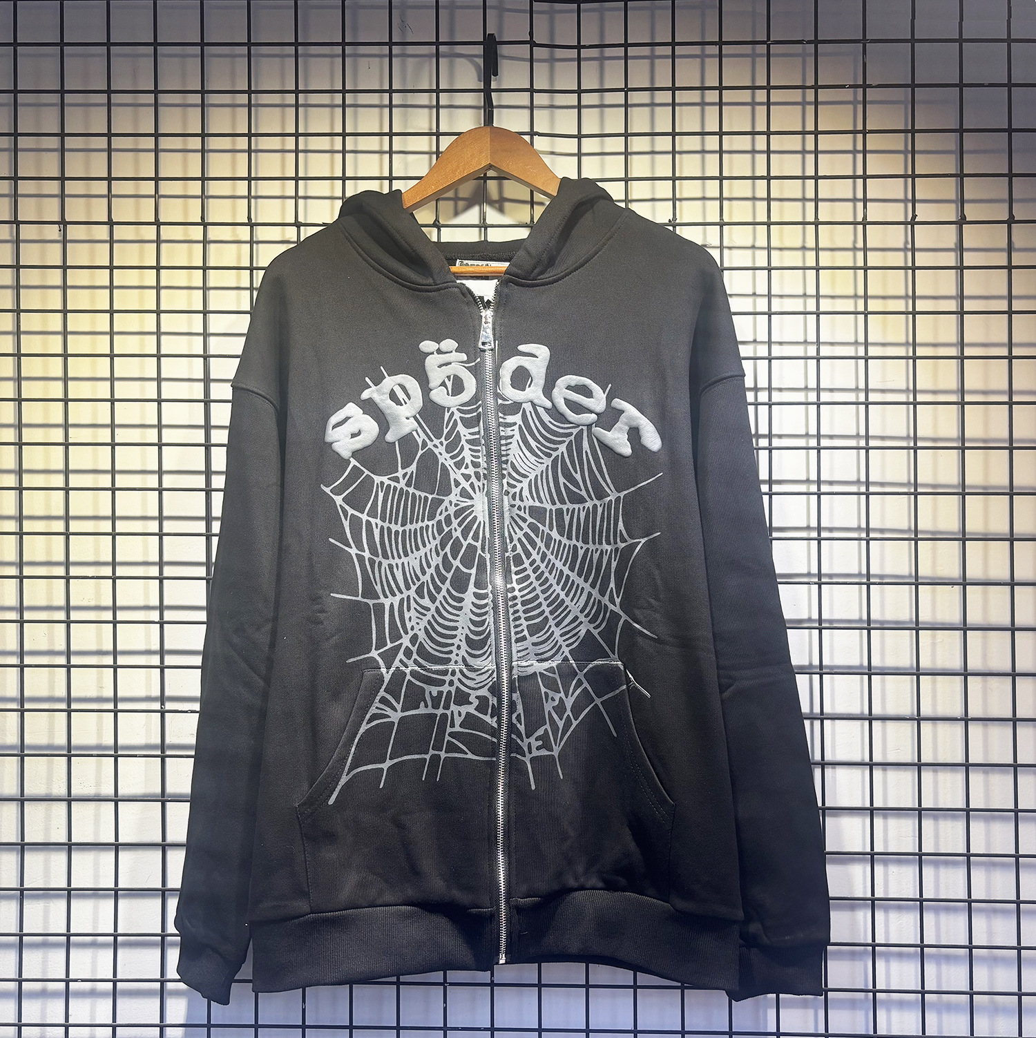 Sp5der OG Web V2 Phantom Zip Up Hoodie Black