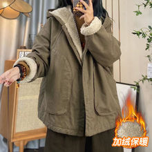 2025冬季新款连帽加绒棉服女士宽松休闲加绒棉衣外套时尚百搭保暖