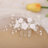 White ceramics, metal iron supplement, hair accessory for bride, European style, flowered