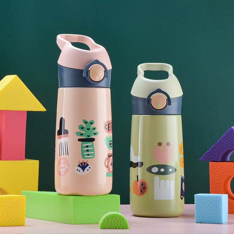 Новый портативный детский термос чашка 316 из нержавеющей стали соломенная чашка мультфильм милые ученики детский сад детский чайник