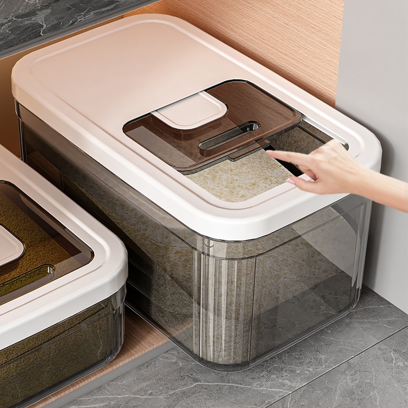 New Household Rice Storage Container, Insect-Proof, Moisture-Proof, Sealed Grain Storage Bin, Rice Box, Multi-Grain Storage Box, Transparent Rice Jar